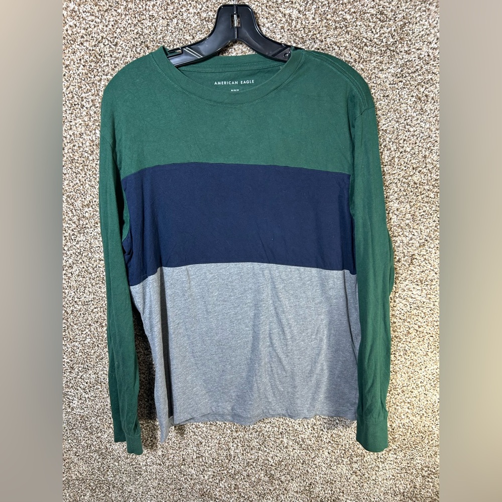 American Eagle Outfitters Men's Tri-Color Long Sleeve Tee